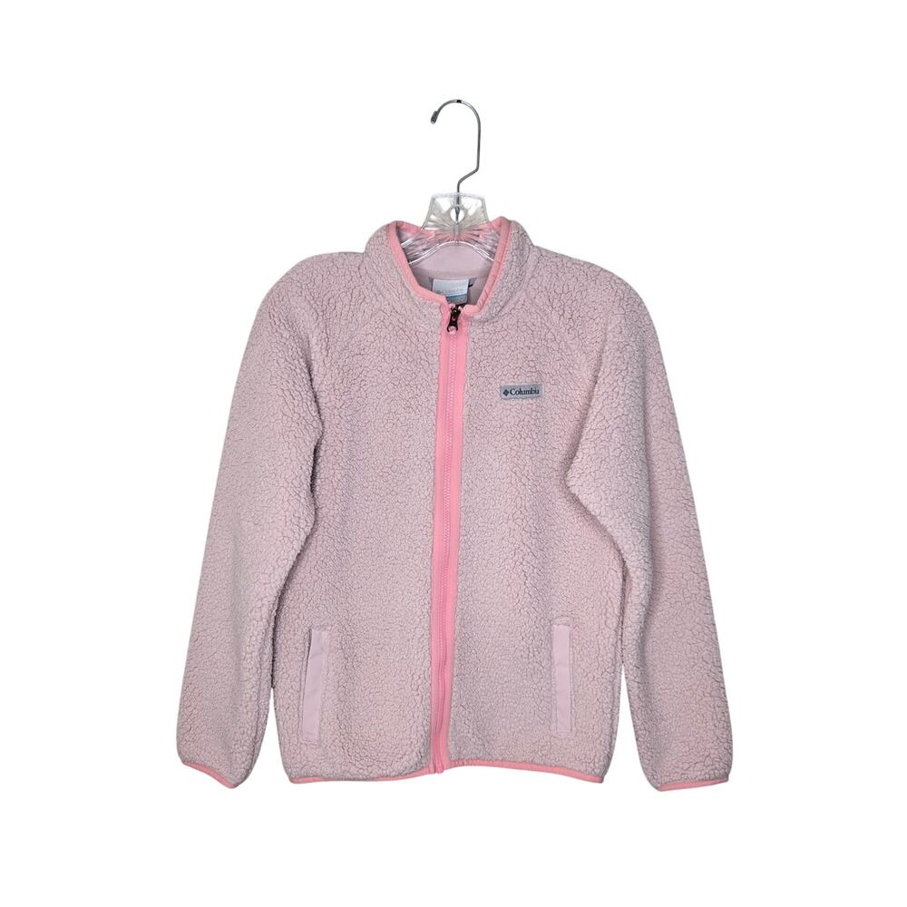 COLUMBIA Girl’s Sherpa Full Zip Pink Trim Size Large